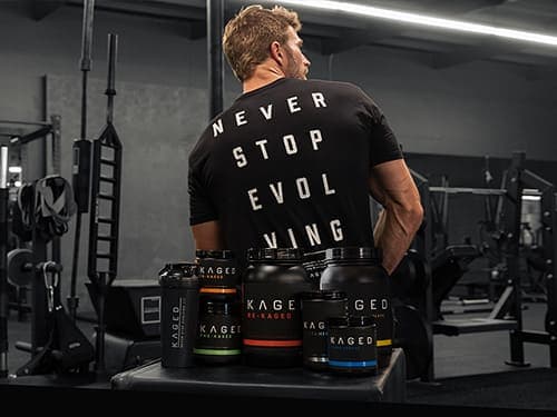 Kaged supplements presented in a gym environment